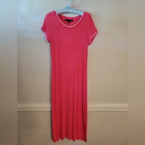 Tommy Hilfiger Small Bright Pink Ribbed Pull-on Style Midi Dress